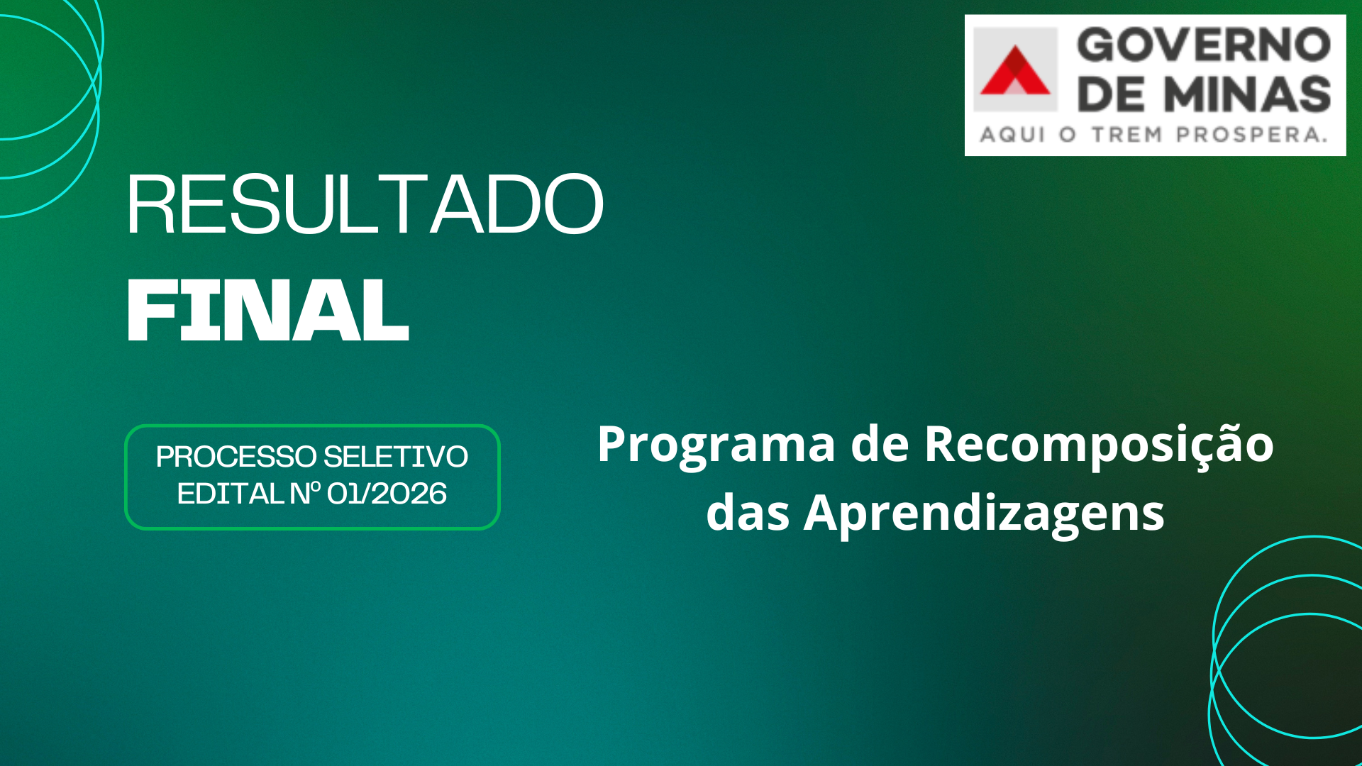 RESULTADO FINAL – EDITAL Nº 01/2026 – PROGRAMA DE RECOMPOSIÇÃO DAS APRENDIZAGENS