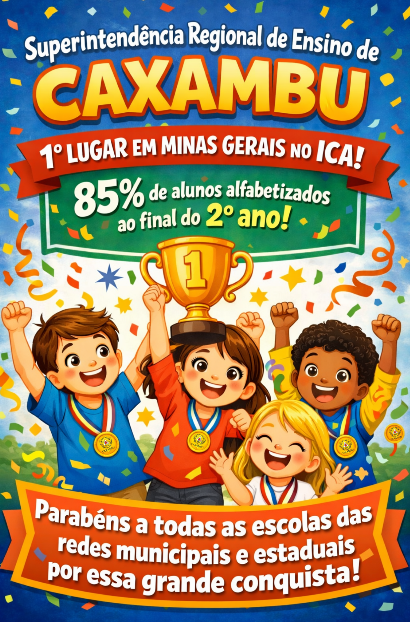 Superintendência Regional de Ensino de Caxambu em 1º lugar no Índice Criança Alfabetizada – 2º ano
